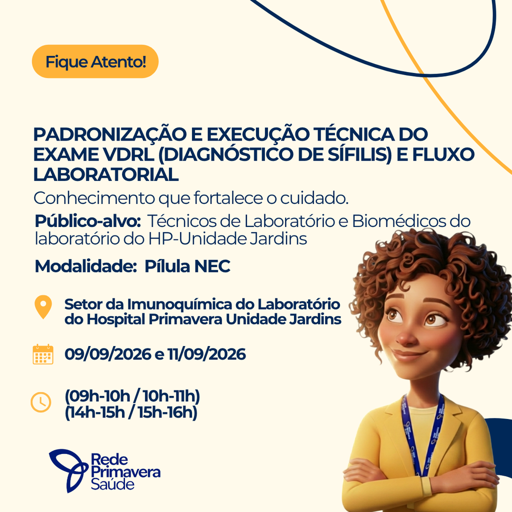 Avaliação de Reação - Padronização e Execução Técnica do Exame VDRL (Diagnóstico de Sífilis) e Fluxo Laboratorial